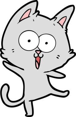 Bir insan tarafından çizilmiş komik çizgi film kedisi.