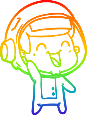 gökkuşağı gradyan çizimi mutlu bir çizgi astronot çizimi bir insan tarafından çizildi