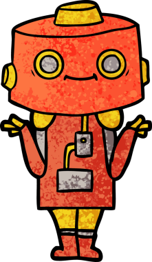 Bir insan tarafından çizilmiş çizgi film robotu