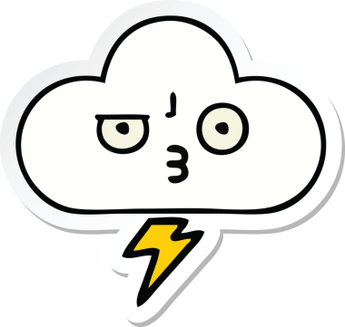 Bir insan tarafından çizilmiş şirin bir gökgürültüsü bulutunun çıkartması.