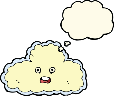 Bir insan tarafından çizilmiş düşünce baloncuklu çizgi film sembolü.