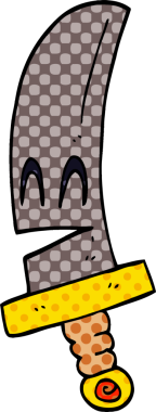 karikatür mutlu sihirli kılıç bir insan tarafından çizildi