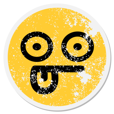 bir insan tarafından çizilmiş dik dik bakan dairesel bir etiket.