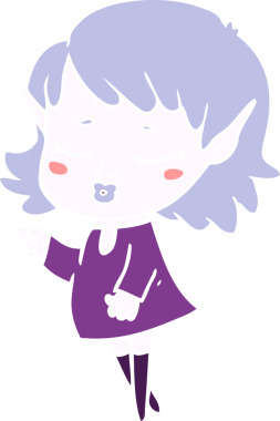 Bir insan tarafından çizilmiş düz renkli bir elf kızı.