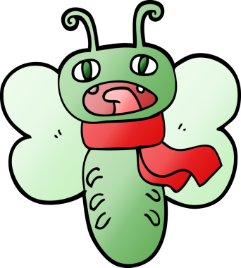 Bir insan tarafından çizilmiş komik bir kelebek.