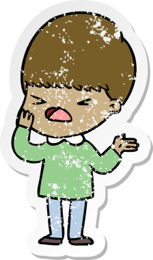 Bir insan tarafından çizilmiş stresli bir çizgi film çıkartması.