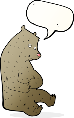 Bir insan tarafından çizilmiş konuşma balonlu mutlu ayı çizgi filmi.