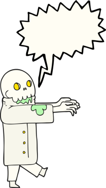 Bir insan tarafından çizilmiş serbest konuşma balonu çizgi filmi zombisi