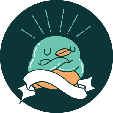 Bir insan tarafından katlanmış kanatları olan dövme stili robin simgesi