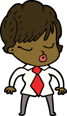 Bir insan tarafından çizilmiş gözleri kapalı çizgi film kadını.