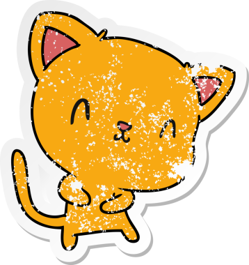 Bir insan tarafından çizilmiş sevimli kawaii kedisinin sıkıntılı çizgi film çizimi