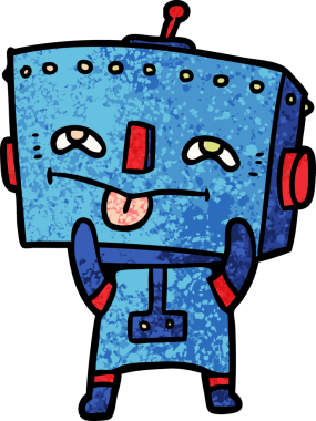 Bir insan tarafından çizilmiş çizgi film robotu