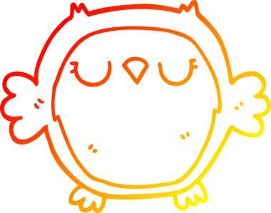 Bir insan tarafından çizilmiş bir baykuşun sıcak çizgi çizimi