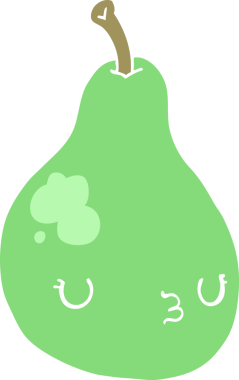 Bir insan tarafından çizilmiş düz renk çizgi film armudu