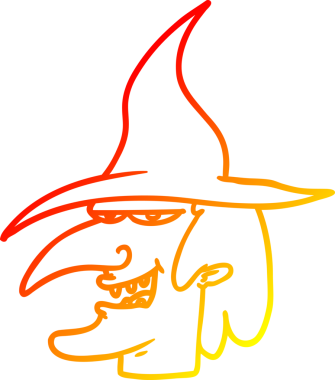 Bir insan tarafından çizilmiş çizgi film cadısının sıcak çizgi çizimi