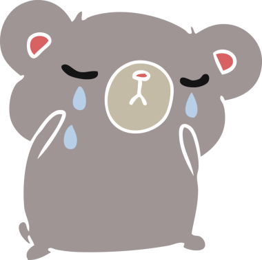 Bir insan tarafından çizilmiş ağlayan şirin bir ayının serbest çizimi.