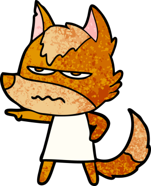 Bir insan tarafından çizilmiş tilki çizgi film karakteri