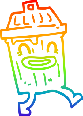 gökkuşağı gradyan çizgi çizimi bir insan tarafından çizilmiş bir çöp kutusu