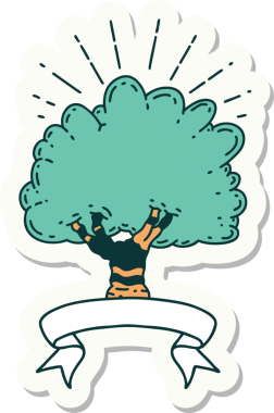 Bir insan tarafından çizilmiş dövme stili bir ağacın çıkartması.