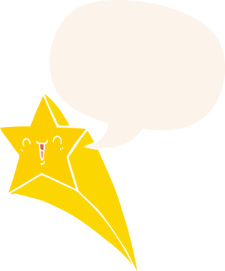 Bir insan tarafından çizilmiş, konuşma baloncuğu olan bir çizgi film yıldızı.