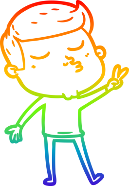 Gökkuşağı gradyan çizgi çizimi Bir insan tarafından çizilen çizgi film modeli adam