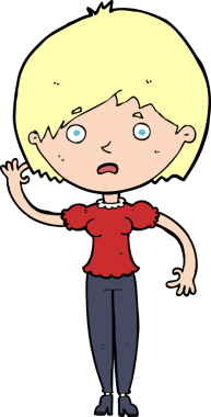 Bir insan tarafından çizilmiş, el sallayan bir kadın.