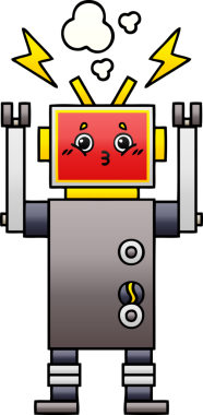 Bir insan tarafından çizilen robot arızasının gölgeli çizimi