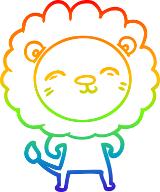 gökkuşağı gradyan çizgi çizimi bir insan tarafından çizilmiş bir aslan