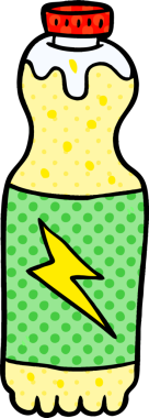 Bir insan tarafından çizilmiş karikatür soda şişesi.