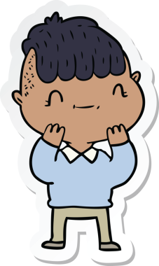 Bir insan tarafından çizilmiş karikatür dostu bir çocuğun çıkartması.