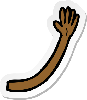 Bir insan tarafından çizilmiş bir karikatür kolunun çıkartması.