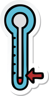 Bir insan tarafından çizilmiş şirin bir karikatür cam termometresinin çıkartması.