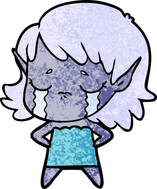 Bir insan tarafından çizilmiş ağlayan elf kızı.