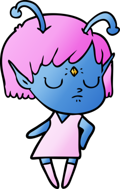 Bir insan tarafından çizilmiş uzaylı kız.