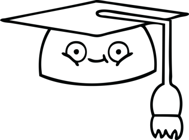 Mezuniyet şapkası çizimi bir insan tarafından çizilmiş.