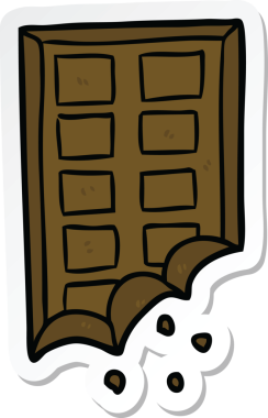 Bir insan tarafından çizilmiş çikolata çizgi film etiketi.