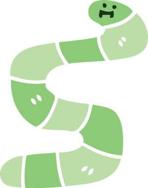 Bir insan tarafından çizilmiş tuhaf çizgi film yılanı.