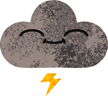 Bir insan tarafından çizilmiş bir fırtına bulutunun retro çizim tarzı karikatürü