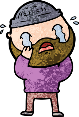 Çizgi film sakallı adam bir insan tarafından çizilmiş ağlıyor.