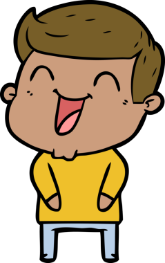 Bir insan tarafından çizilmiş gülen çizgi film adamı.