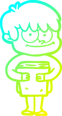 Bir insan tarafından çizilmiş mutlu bir çizgi film karakteri çizimi.