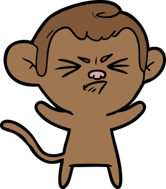 Bir insan tarafından çizilmiş sinir bozucu bir maymun.