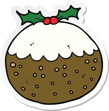 Bir insan tarafından çizilmiş Noel pudinginin çıkartması.