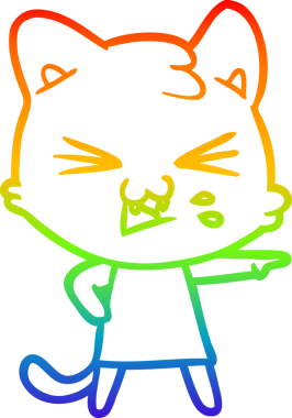 Gökkuşağı gradyan çizgi çizimi Bir insan tarafından çizilmiş bir çizgi kedi tıslama