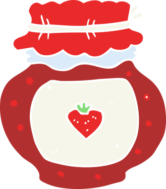 Bir insan tarafından çizilmiş reçel kavanozunun düz renk çizimi