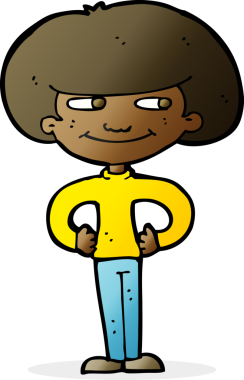 Bir insan tarafından çizilmiş kalçaları olan çizgi filmci çocuk.