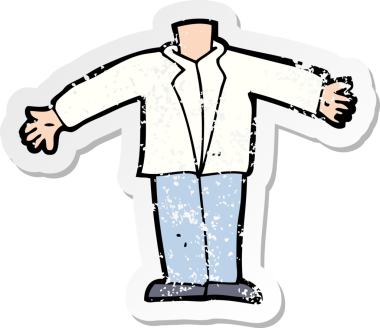 Bir insan tarafından çizilmiş kollarını sallayan bir karikatür vücudunun gerilimli çıkartması.