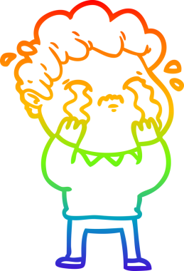 Gökkuşağı gradyan çizimi bir insan tarafından çizilmiş ağlayan bir karikatür adamı çiziyor.