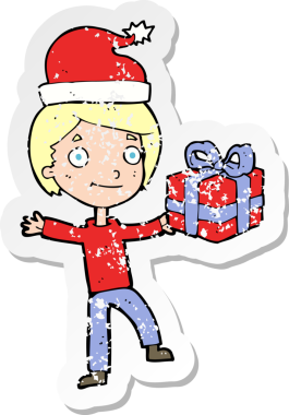 Bir insan tarafından çizilmiş bir çizgi film karakterinin gerilimli çıkartması.