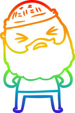 Bir insan tarafından çizilmiş sakallı bir karikatür çizimi.